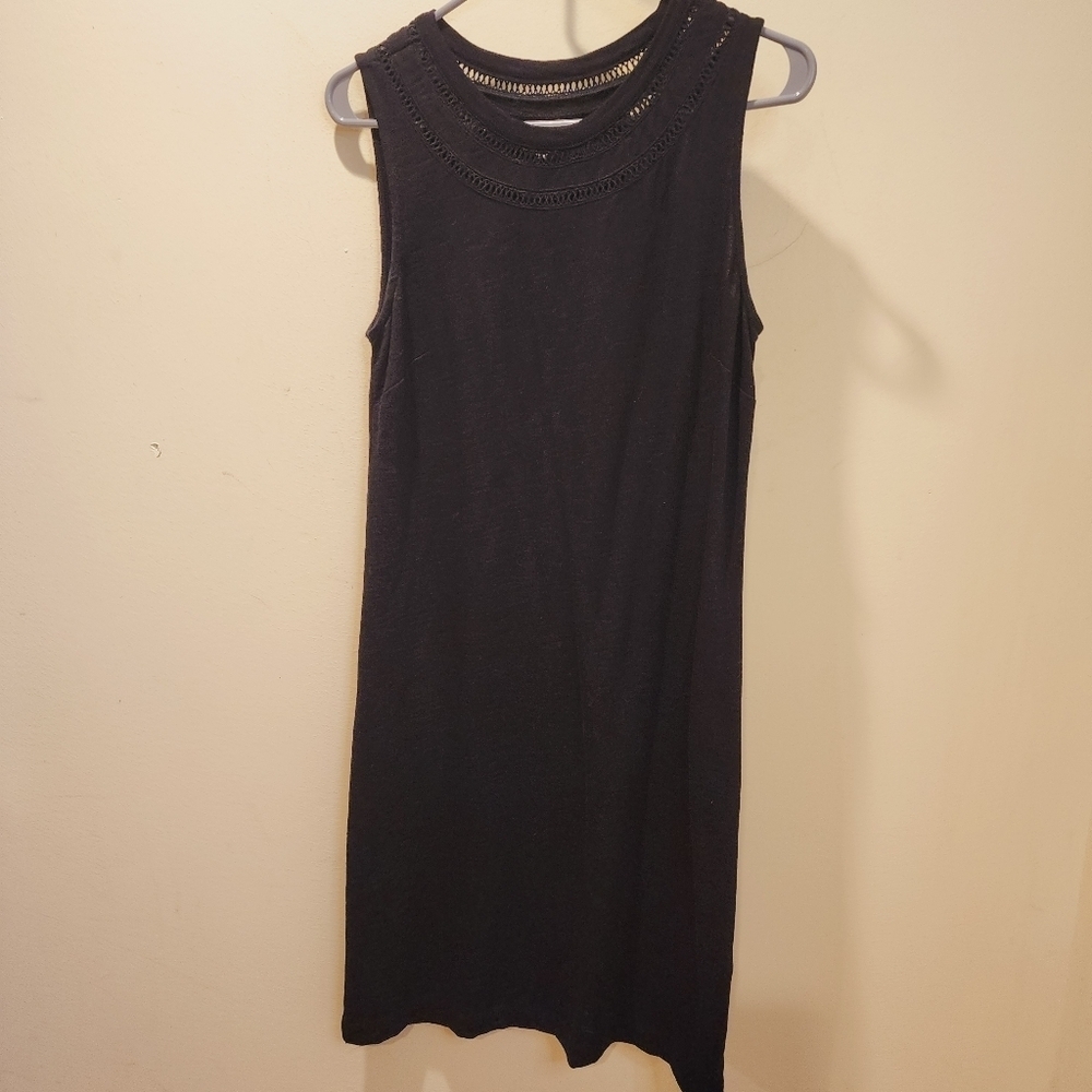 TALBOTS Black 100% Cotton classic knee length Sleevesless Dress size Mp